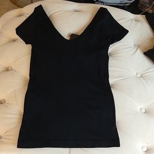 Bebe BLACK double V-neck M/L